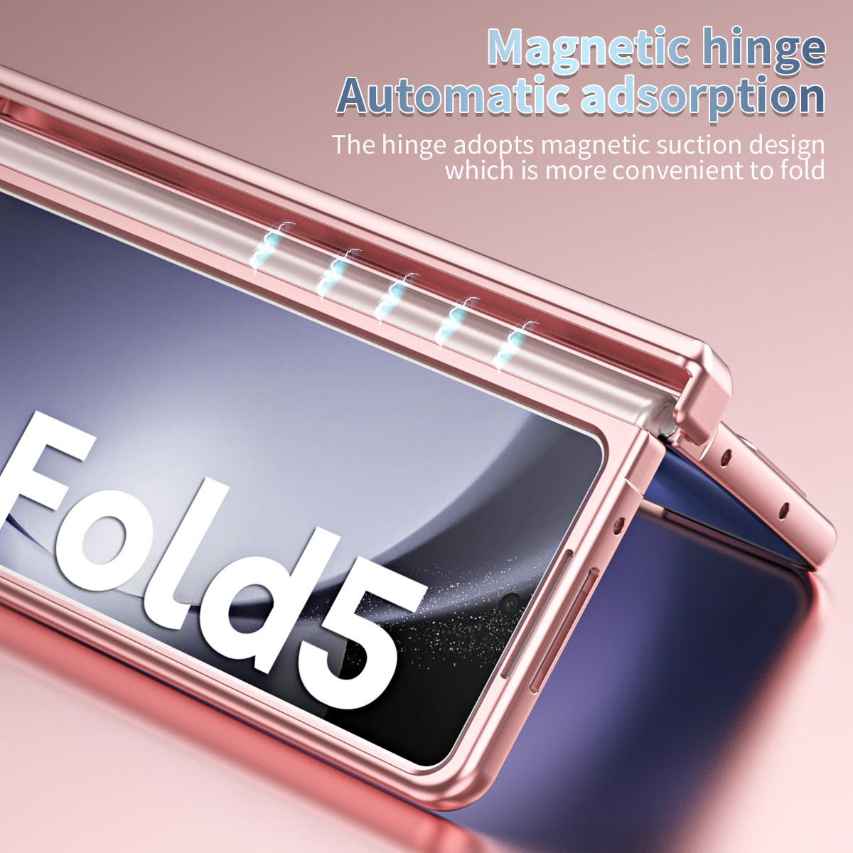 For Samsung Galaxy Z Fold5 5G Hinge Protection Phone Case Electroplating PC Phone Cover with Kickstand