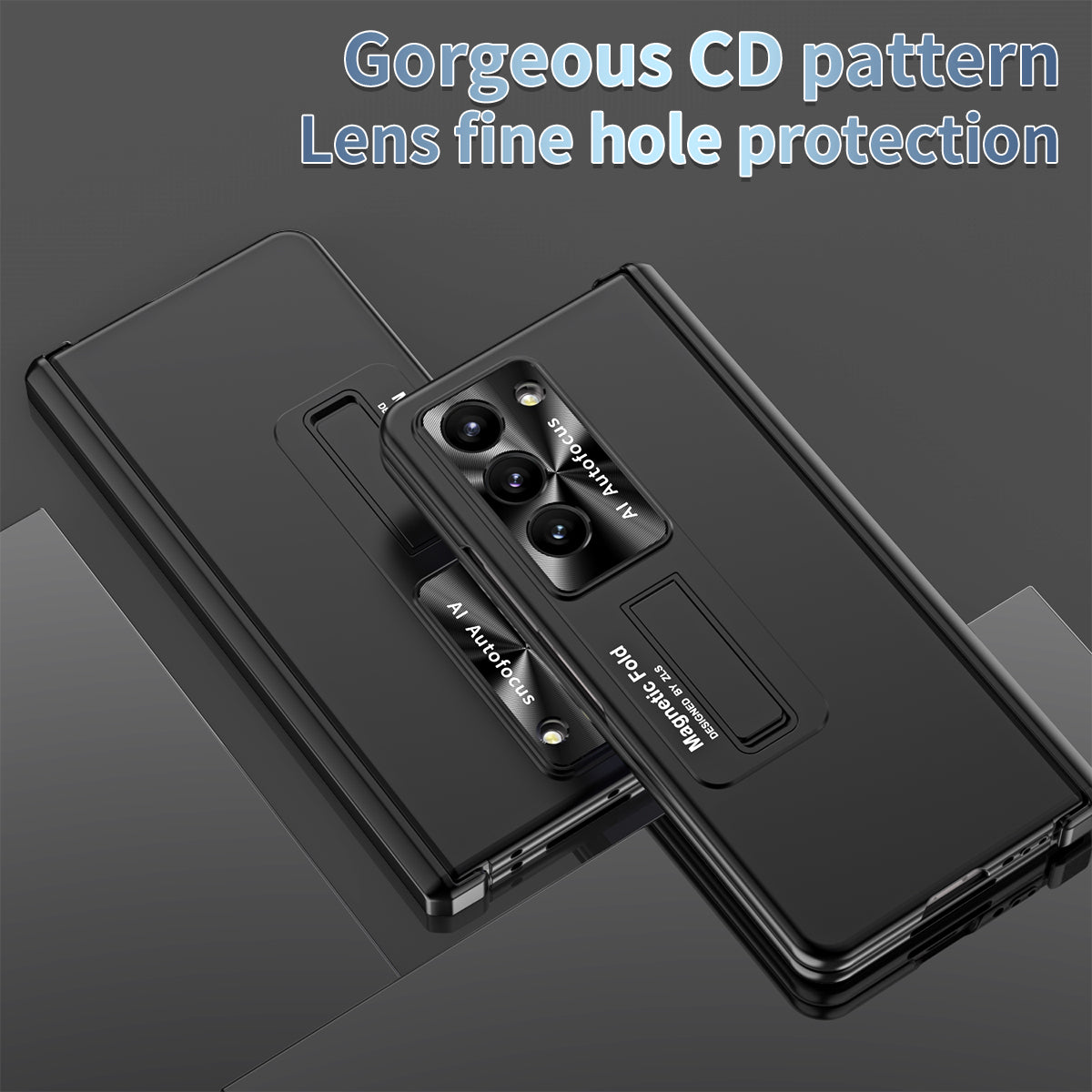 For Samsung Galaxy Z Fold5 5G Hinge Protection Phone Case Electroplating PC Phone Cover with Kickstand