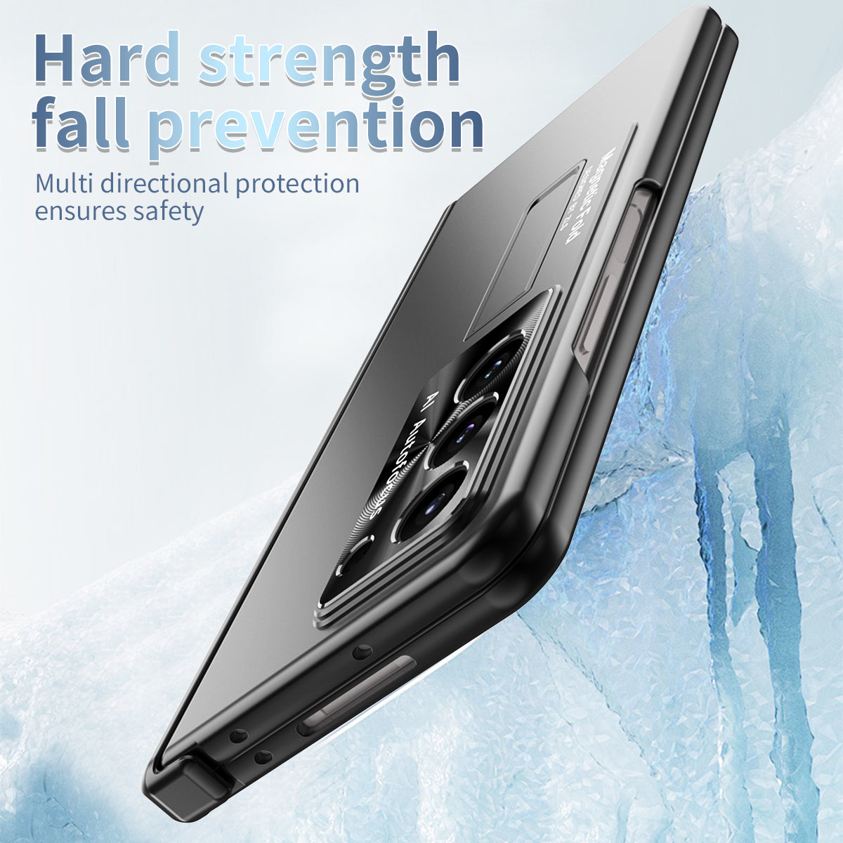 For Samsung Galaxy Z Fold5 5G Hinge Protection Phone Case Electroplating PC Phone Cover with Kickstand