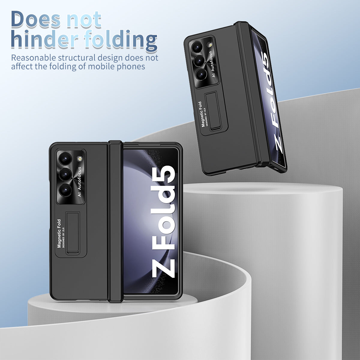 For Samsung Galaxy Z Fold5 5G Hinge Protection Phone Case Electroplating PC Phone Cover with Kickstand