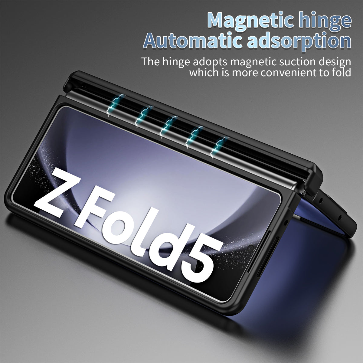 For Samsung Galaxy Z Fold5 5G Hinge Protection Phone Case Electroplating PC Phone Cover with Kickstand