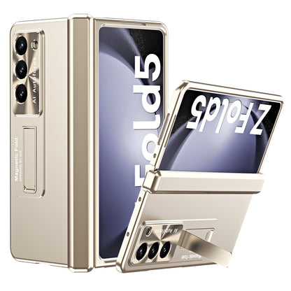 For Samsung Galaxy Z Fold5 5G Hinge Protection Phone Case Electroplating PC Phone Cover with Kickstand
