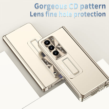 For Samsung Galaxy Z Fold5 5G Hinge Protection Phone Case Electroplating PC Phone Cover with Kickstand