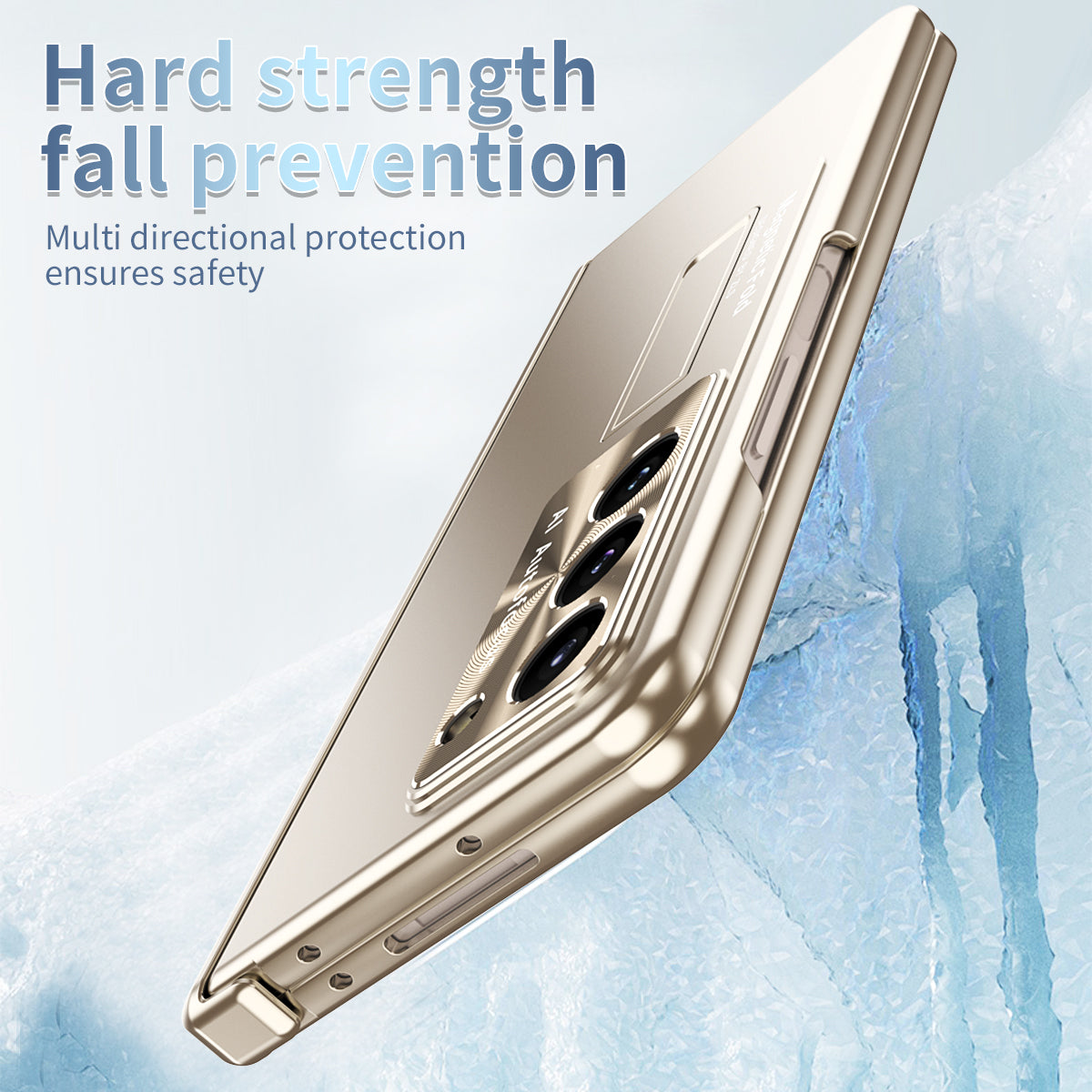 For Samsung Galaxy Z Fold5 5G Hinge Protection Phone Case Electroplating PC Phone Cover with Kickstand