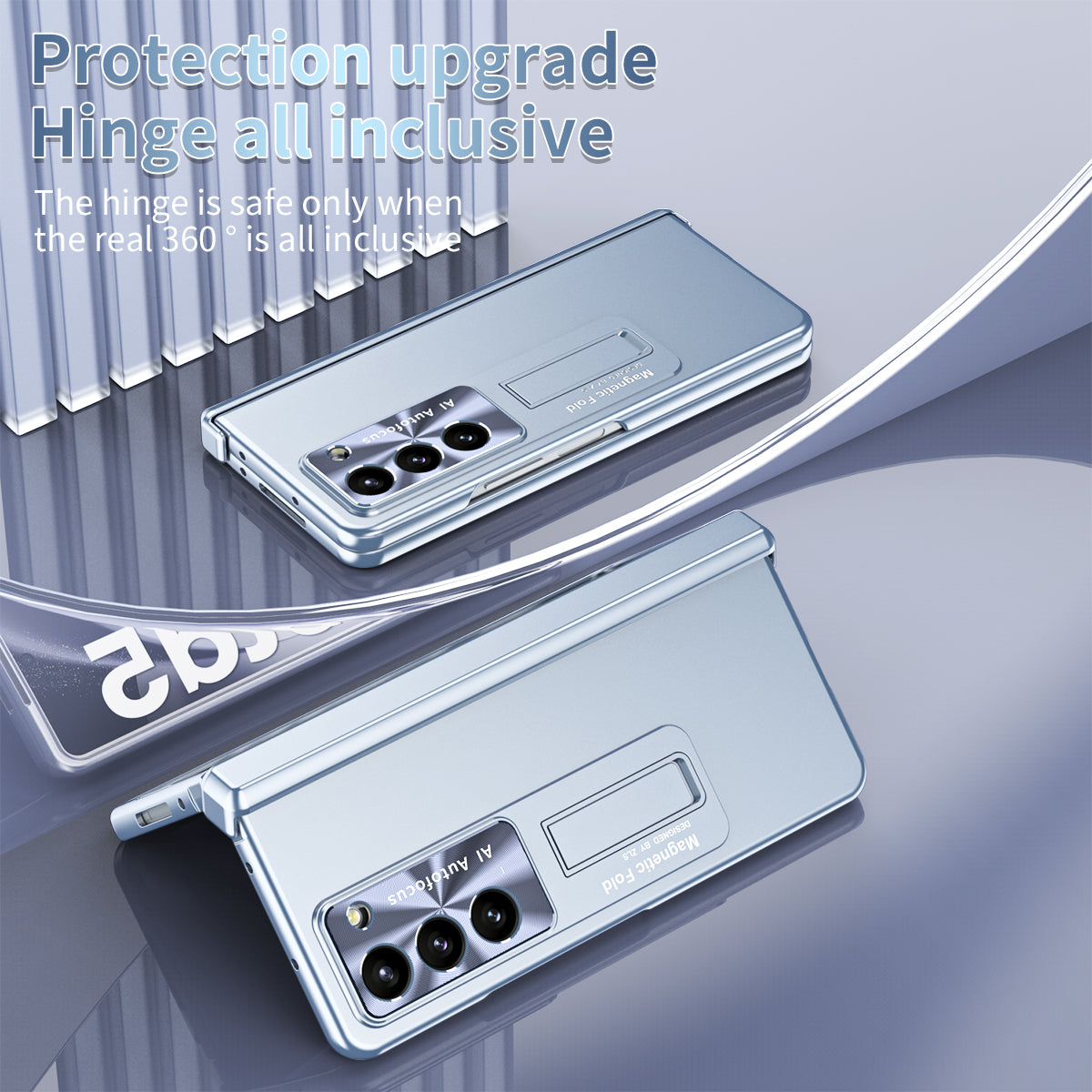 For Samsung Galaxy Z Fold5 5G Hinge Protection Phone Case Electroplating PC Phone Cover with Kickstand