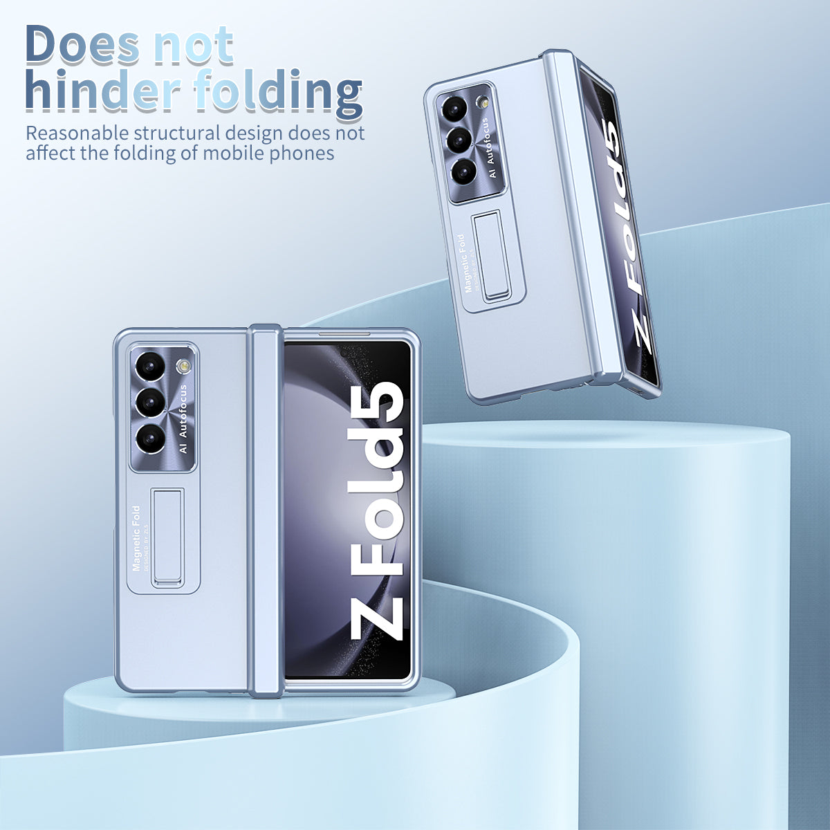 For Samsung Galaxy Z Fold5 5G Hinge Protection Phone Case Electroplating PC Phone Cover with Kickstand