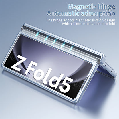 For Samsung Galaxy Z Fold5 5G Hinge Protection Phone Case Electroplating PC Phone Cover with Kickstand