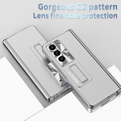 For Samsung Galaxy Z Fold5 5G Hinge Protection Phone Case Electroplating PC Phone Cover with Kickstand