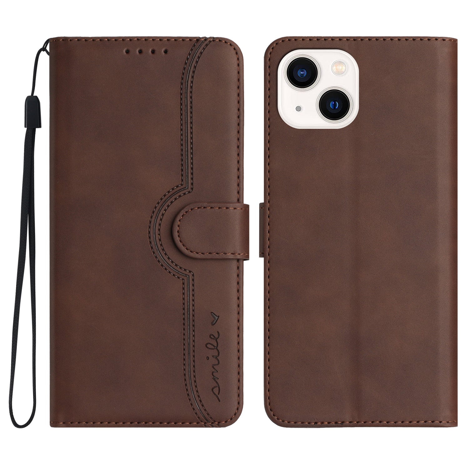 YX003 For iPhone 15 Leather Wallet Stand Shockproof Cover Imprinted Phone Case
