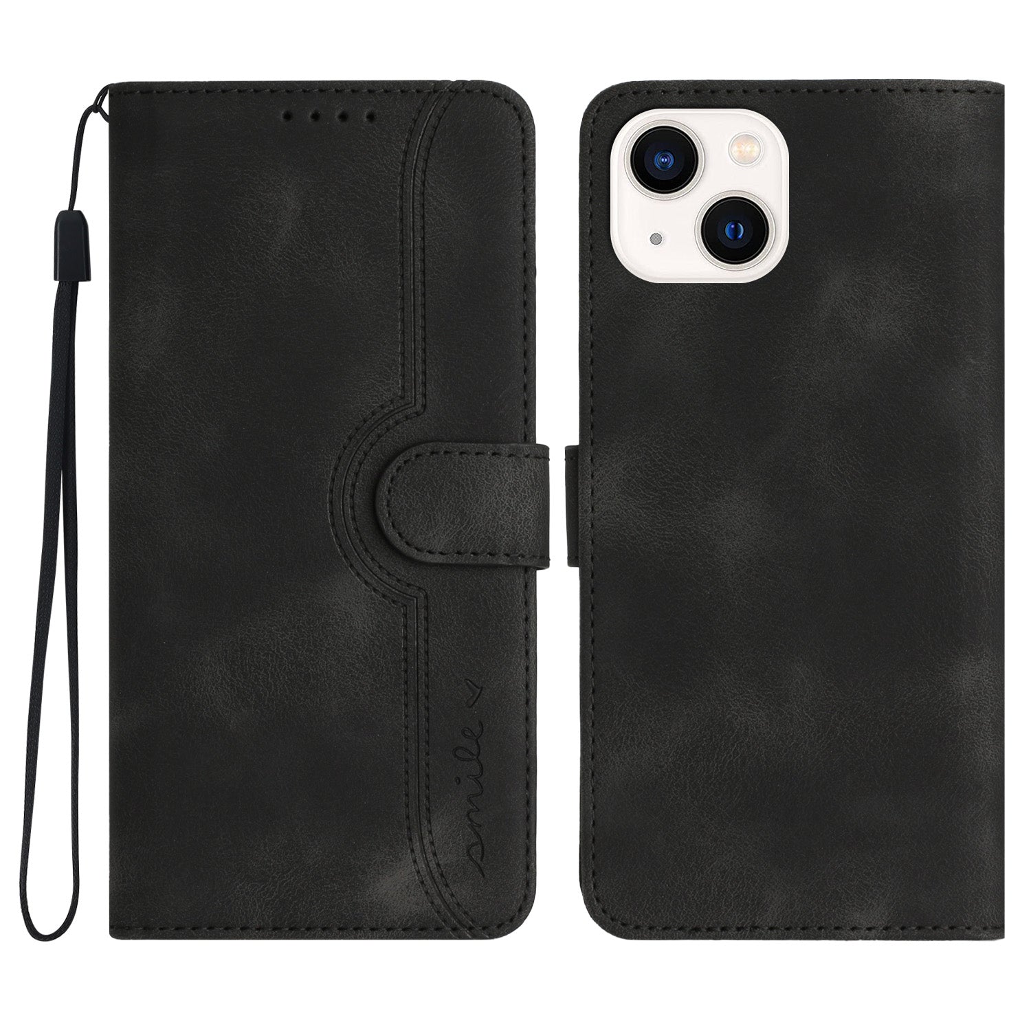 YX003 For iPhone 15 Leather Wallet Stand Shockproof Cover Imprinted Phone Case