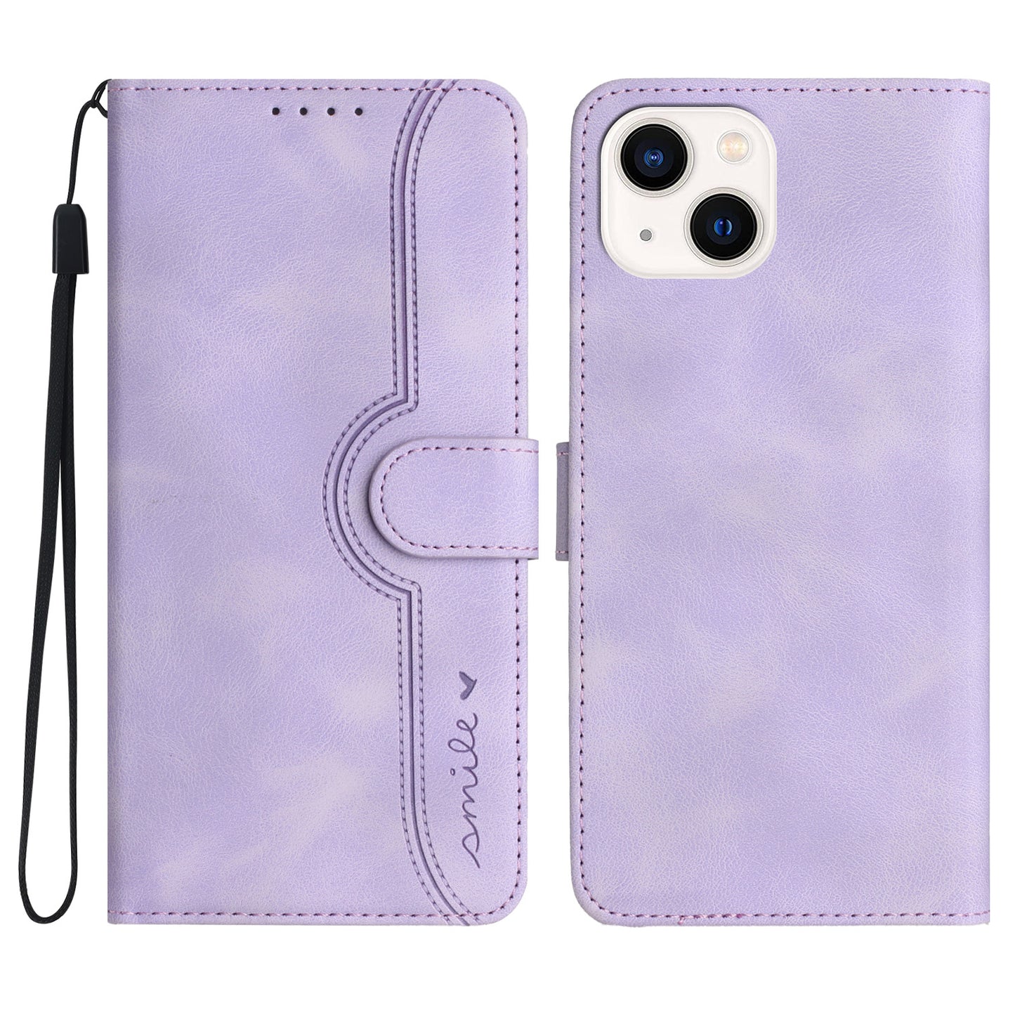 YX003 For iPhone 15 Leather Wallet Stand Shockproof Cover Imprinted Phone Case