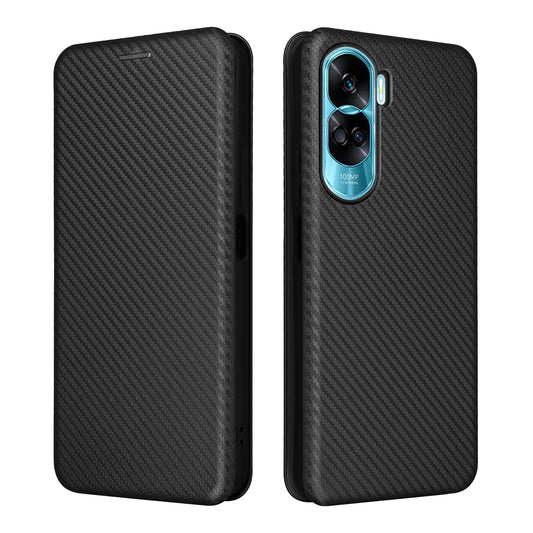 For Honor 90 Lite 5G / X50i 5G Carbon Fiber Texture Card Holder Case Leather Stand Phone Cover