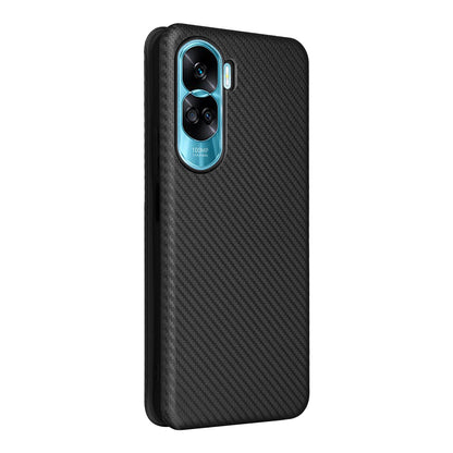 For Honor 90 Lite 5G / X50i 5G Carbon Fiber Texture Card Holder Case Leather Stand Phone Cover