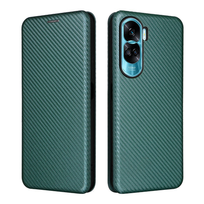 For Honor 90 Lite 5G / X50i 5G Carbon Fiber Texture Card Holder Case Leather Stand Phone Cover