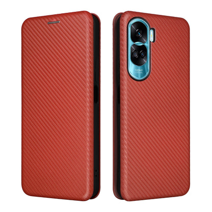 For Honor 90 Lite 5G / X50i 5G Carbon Fiber Texture Card Holder Case Leather Stand Phone Cover