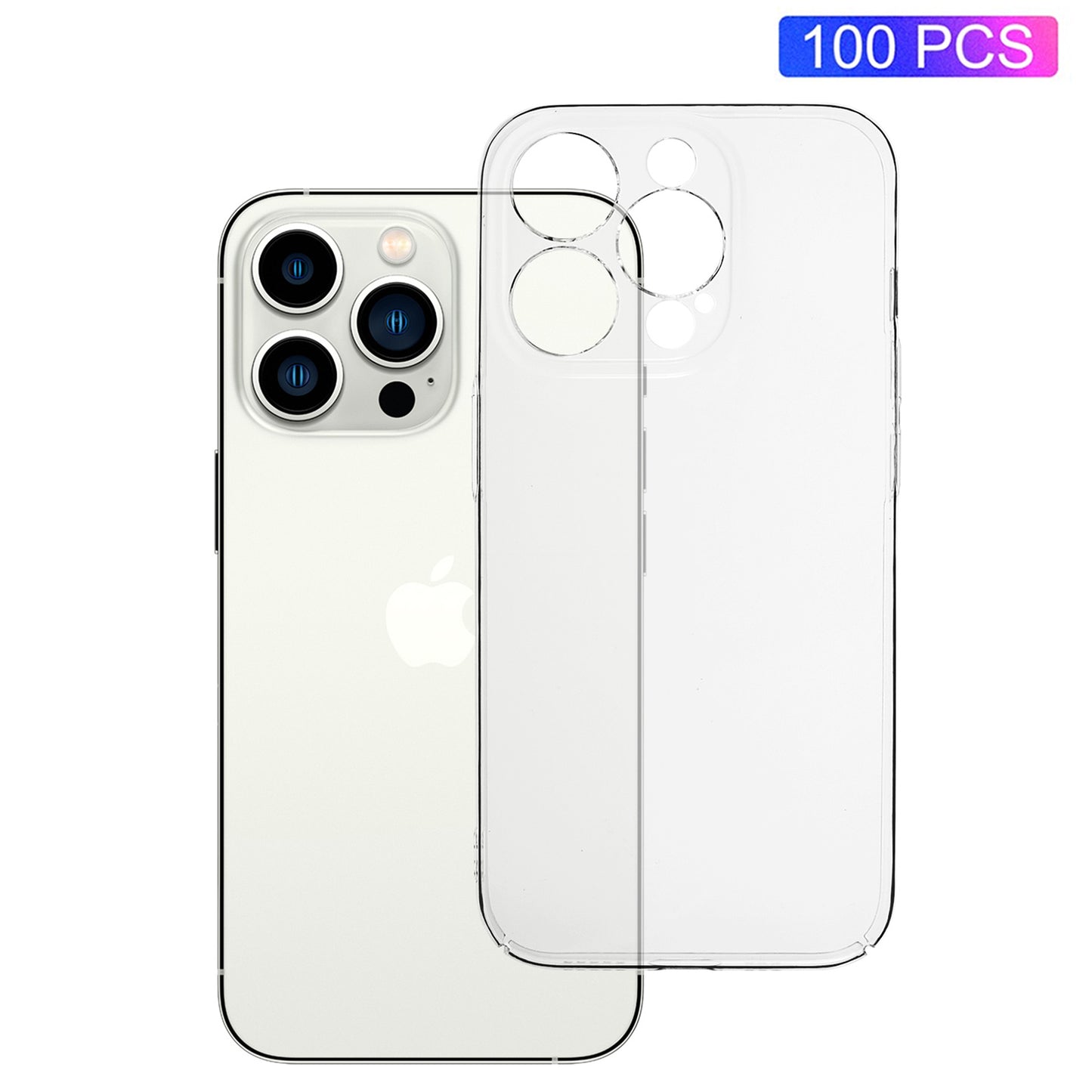 100PCS For iPhone 15 Pro Max Super Clear Plastic Phone Cover Hard Smartphone Case HD Transparent Shell