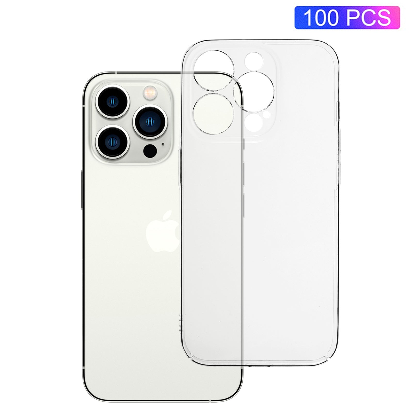 100PCS For iPhone 15 Pro Max Super Clear Plastic Phone Cover Hard Smartphone Case HD Transparent Shell