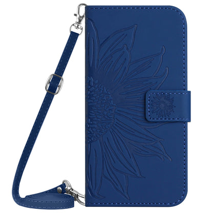 HT04 For Xiaomi Redmi 12 5G / Poco M6 Pro 5G Leather Wallet Phone Case Sunflower Imprint Stand Cover with Shoulder Strap