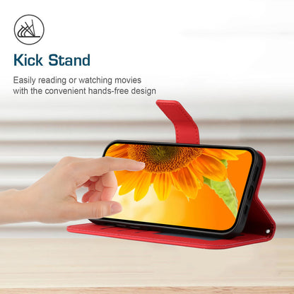 HT04 For Xiaomi Redmi 12 5G / Poco M6 Pro 5G Leather Wallet Phone Case Sunflower Imprint Stand Cover with Shoulder Strap