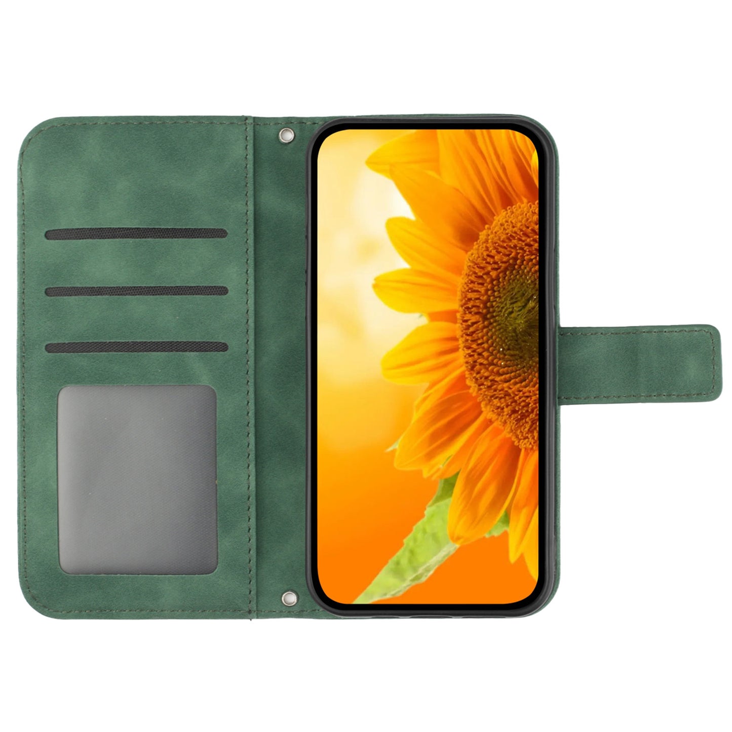 HT04 For Xiaomi Redmi 12 5G / Poco M6 Pro 5G Leather Wallet Phone Case Sunflower Imprint Stand Cover with Shoulder Strap