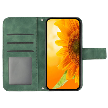 HT04 For Xiaomi Redmi 12 5G / Poco M6 Pro 5G Leather Wallet Phone Case Sunflower Imprint Stand Cover with Shoulder Strap