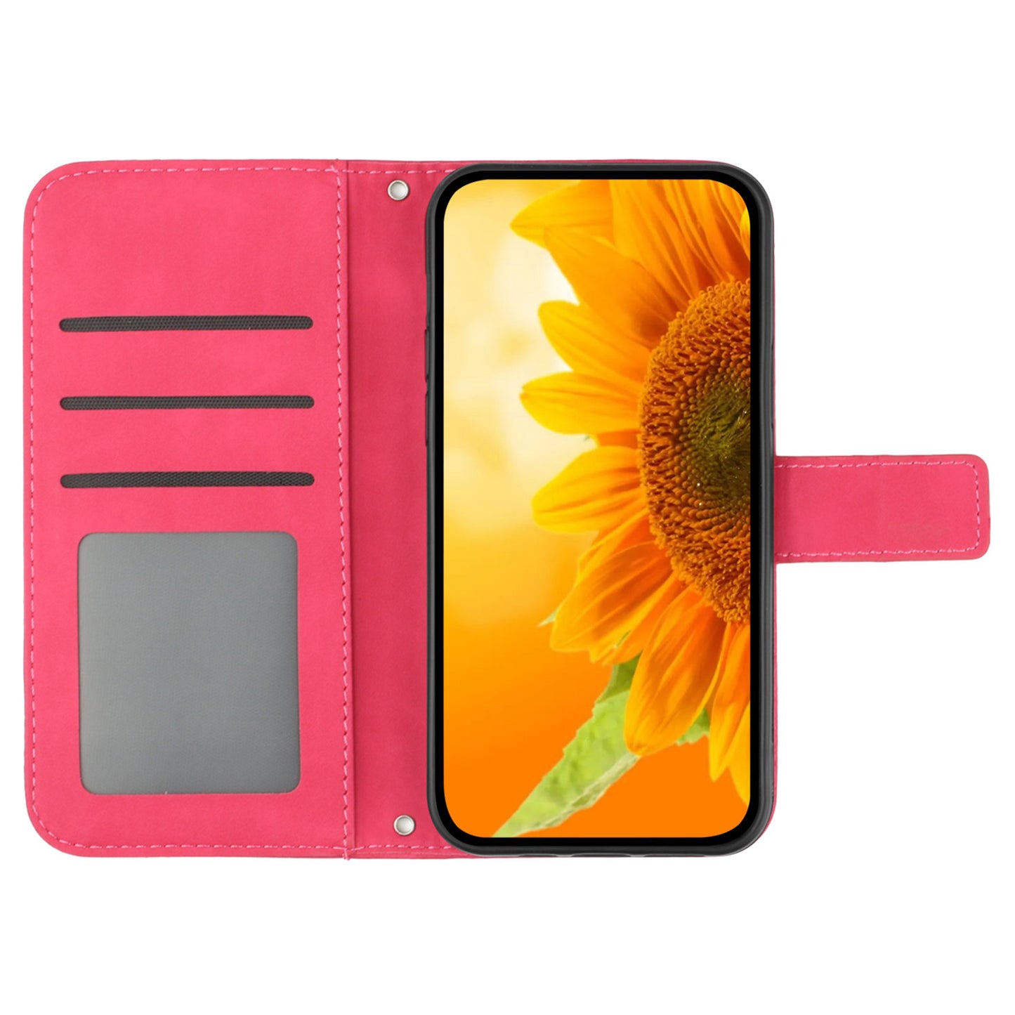 HT04 For Xiaomi Redmi 12 5G / Poco M6 Pro 5G Leather Wallet Phone Case Sunflower Imprint Stand Cover with Shoulder Strap