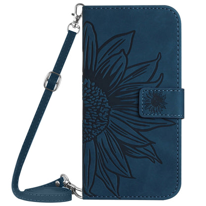 HT04 For Xiaomi Redmi 12 5G / Poco M6 Pro 5G Leather Wallet Phone Case Sunflower Imprint Stand Cover with Shoulder Strap