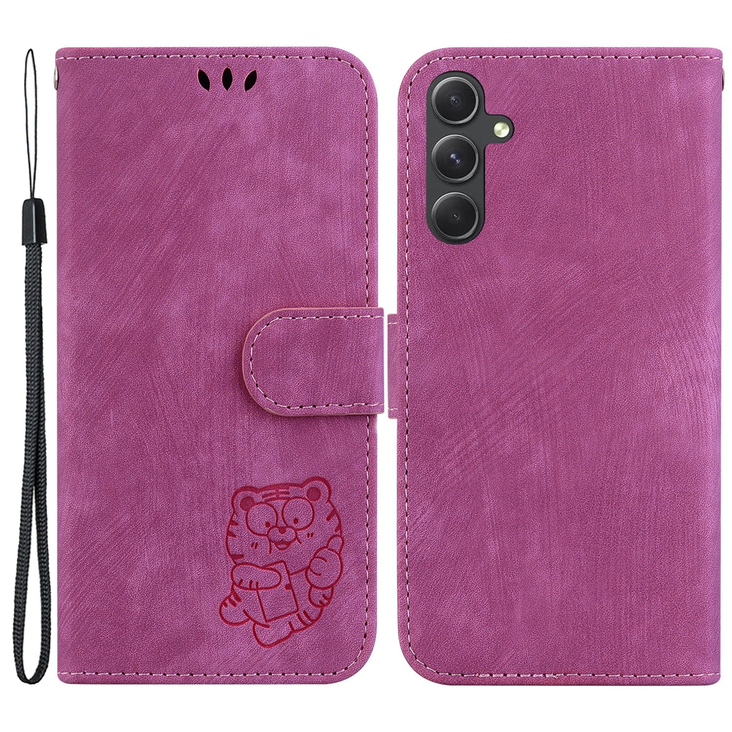 For Samsung Galaxy A54 5G Cute Tiger Imprint Anti-drop Cover Leather Wallet Stand Phone Case