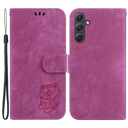 For Samsung Galaxy A54 5G Cute Tiger Imprint Anti-drop Cover Leather Wallet Stand Phone Case