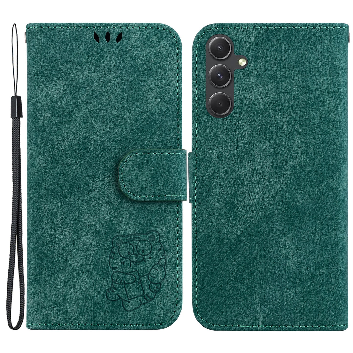 For Samsung Galaxy A54 5G Cute Tiger Imprint Anti-drop Cover Leather Wallet Stand Phone Case