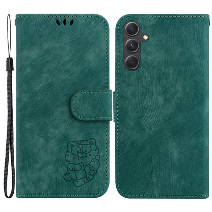 For Samsung Galaxy A54 5G Cute Tiger Imprint Anti-drop Cover Leather Wallet Stand Phone Case