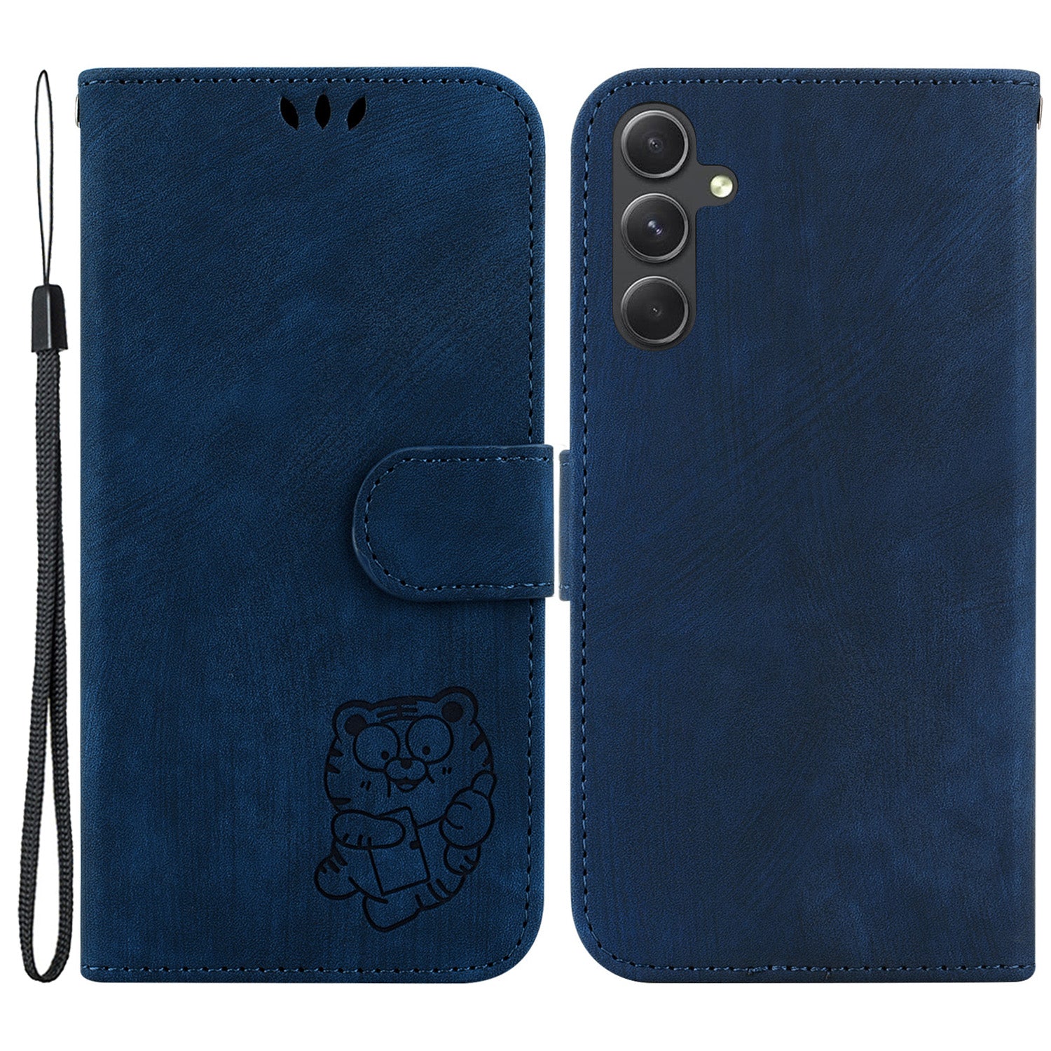 For Samsung Galaxy A54 5G Cute Tiger Imprint Anti-drop Cover Leather Wallet Stand Phone Case