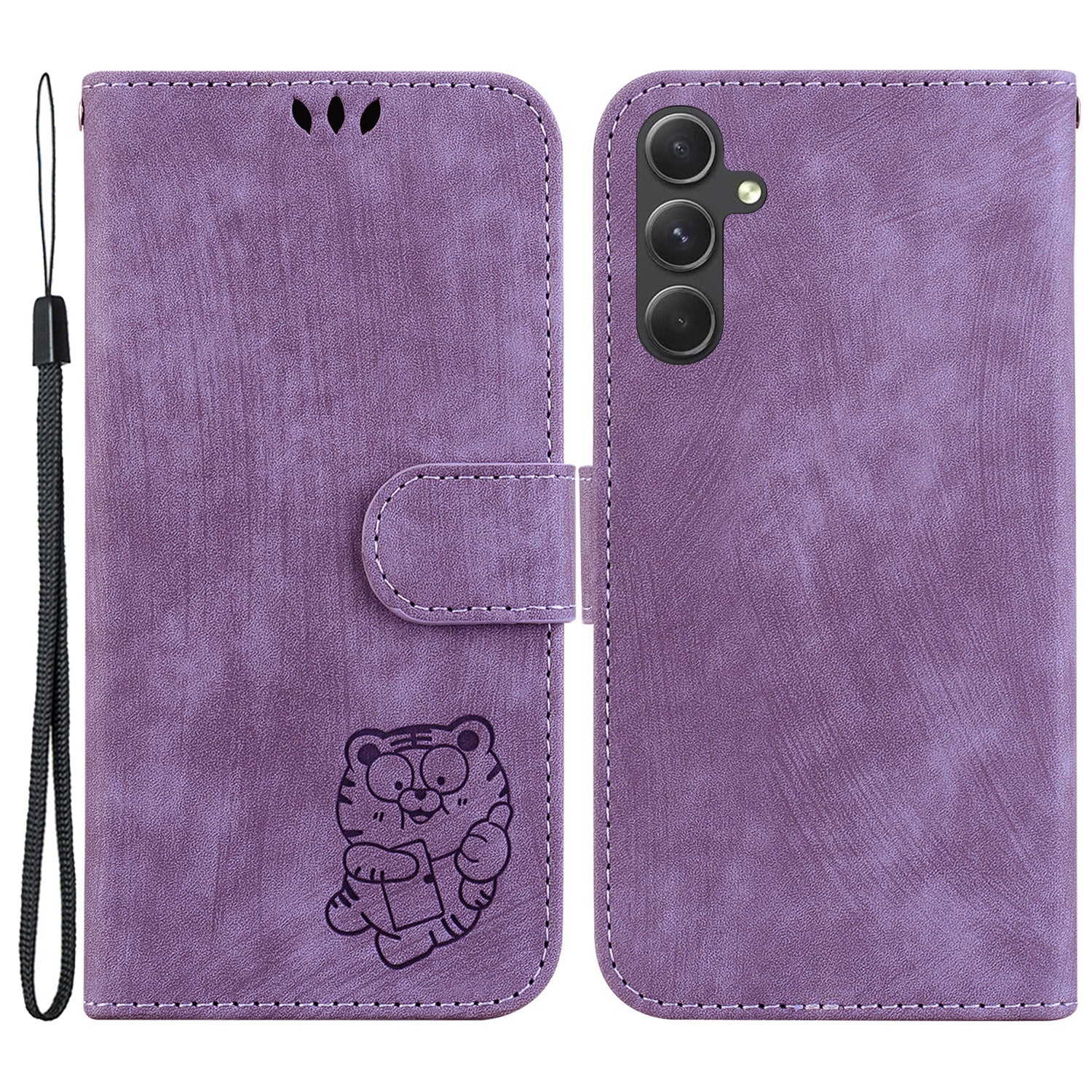 For Samsung Galaxy A54 5G Cute Tiger Imprint Anti-drop Cover Leather Wallet Stand Phone Case