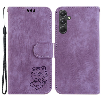 For Samsung Galaxy A54 5G Cute Tiger Imprint Anti-drop Cover Leather Wallet Stand Phone Case
