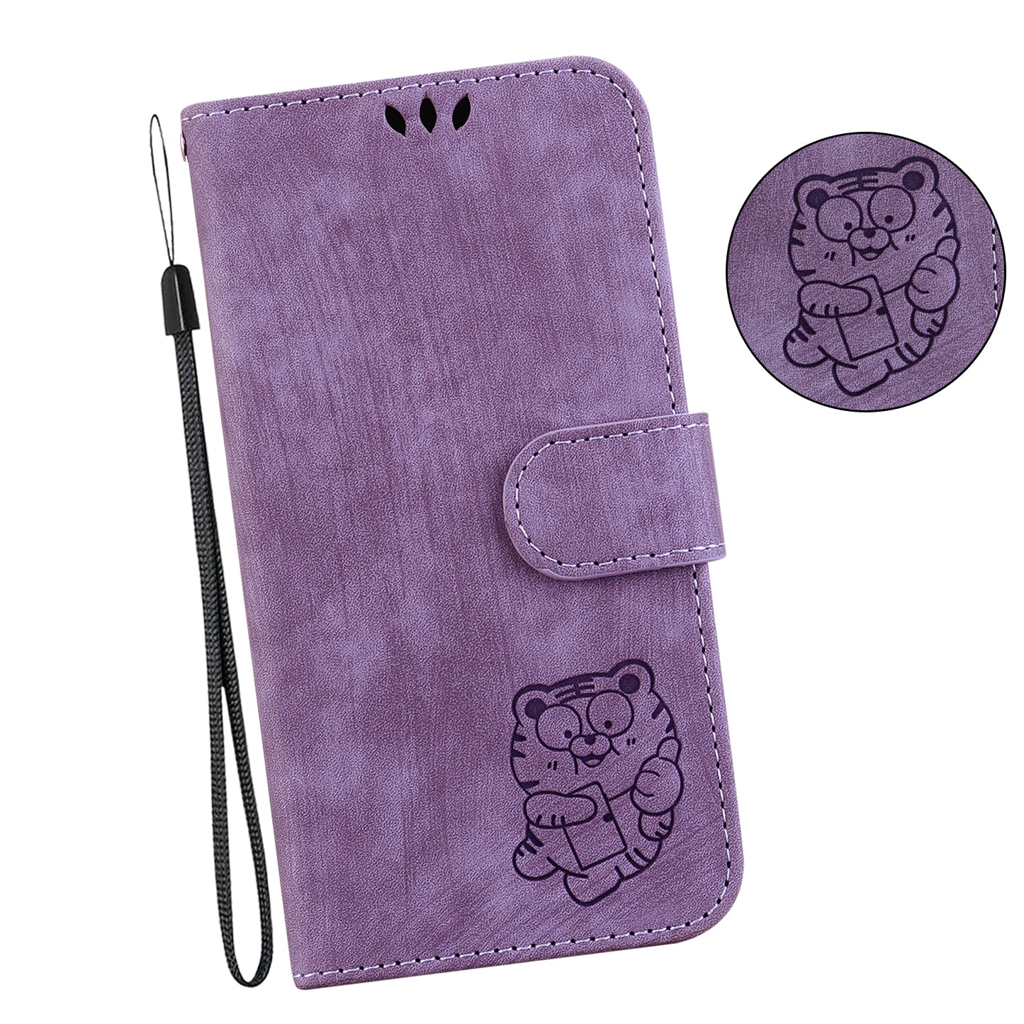 For Samsung Galaxy A54 5G Cute Tiger Imprint Anti-drop Cover Leather Wallet Stand Phone Case