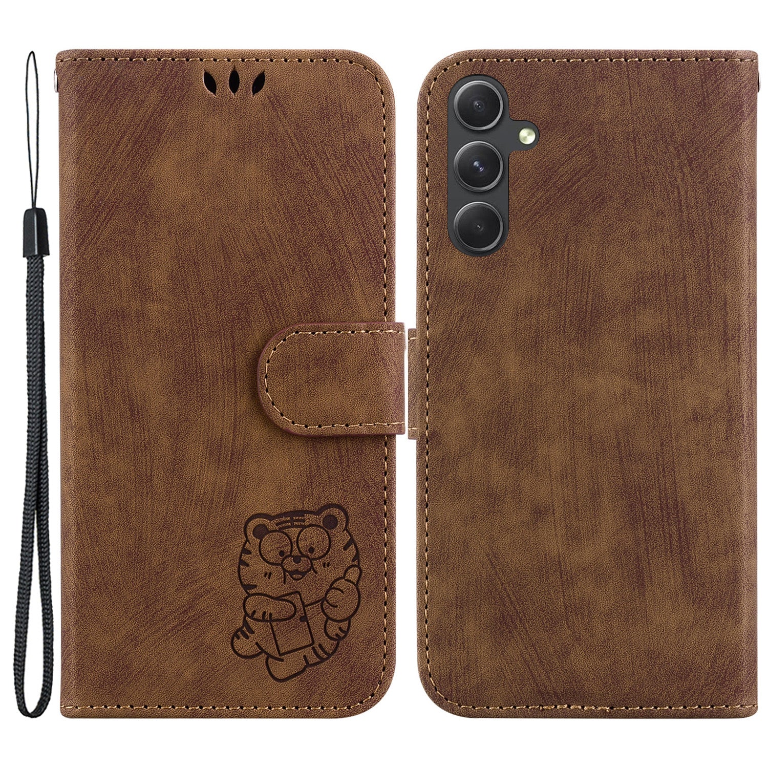 For Samsung Galaxy A54 5G Cute Tiger Imprint Anti-drop Cover Leather Wallet Stand Phone Case