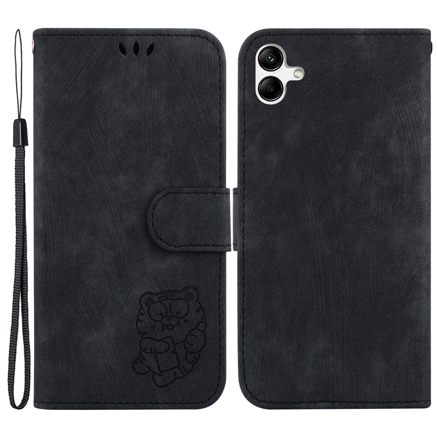 For Samsung Galaxy A04e 4G / F04 4G / M04 4G Leather Wallet Stand Cover Cartoon Tiger Imprint Phone Case