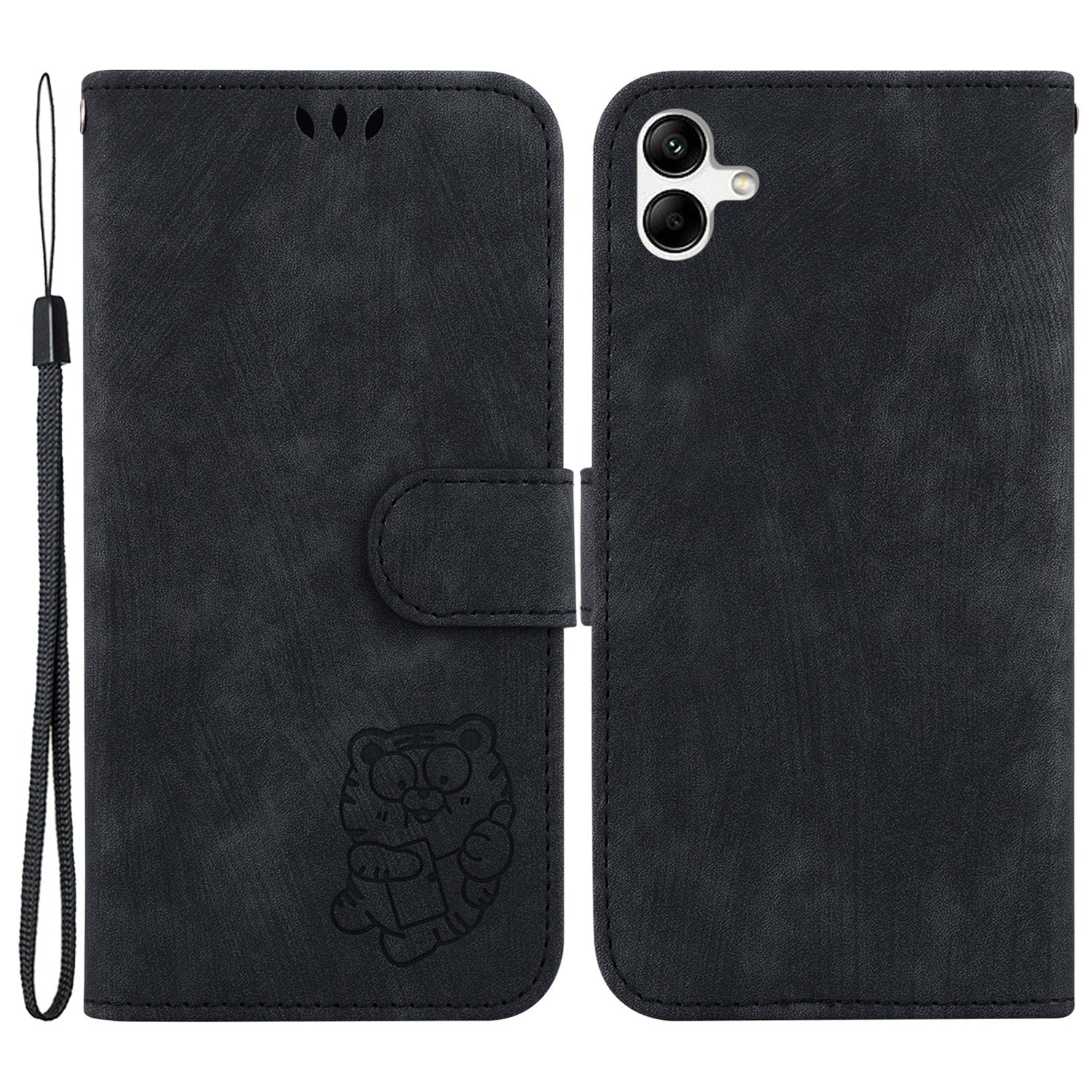 For Samsung Galaxy A04e 4G / F04 4G / M04 4G Leather Wallet Stand Cover Cartoon Tiger Imprint Phone Case