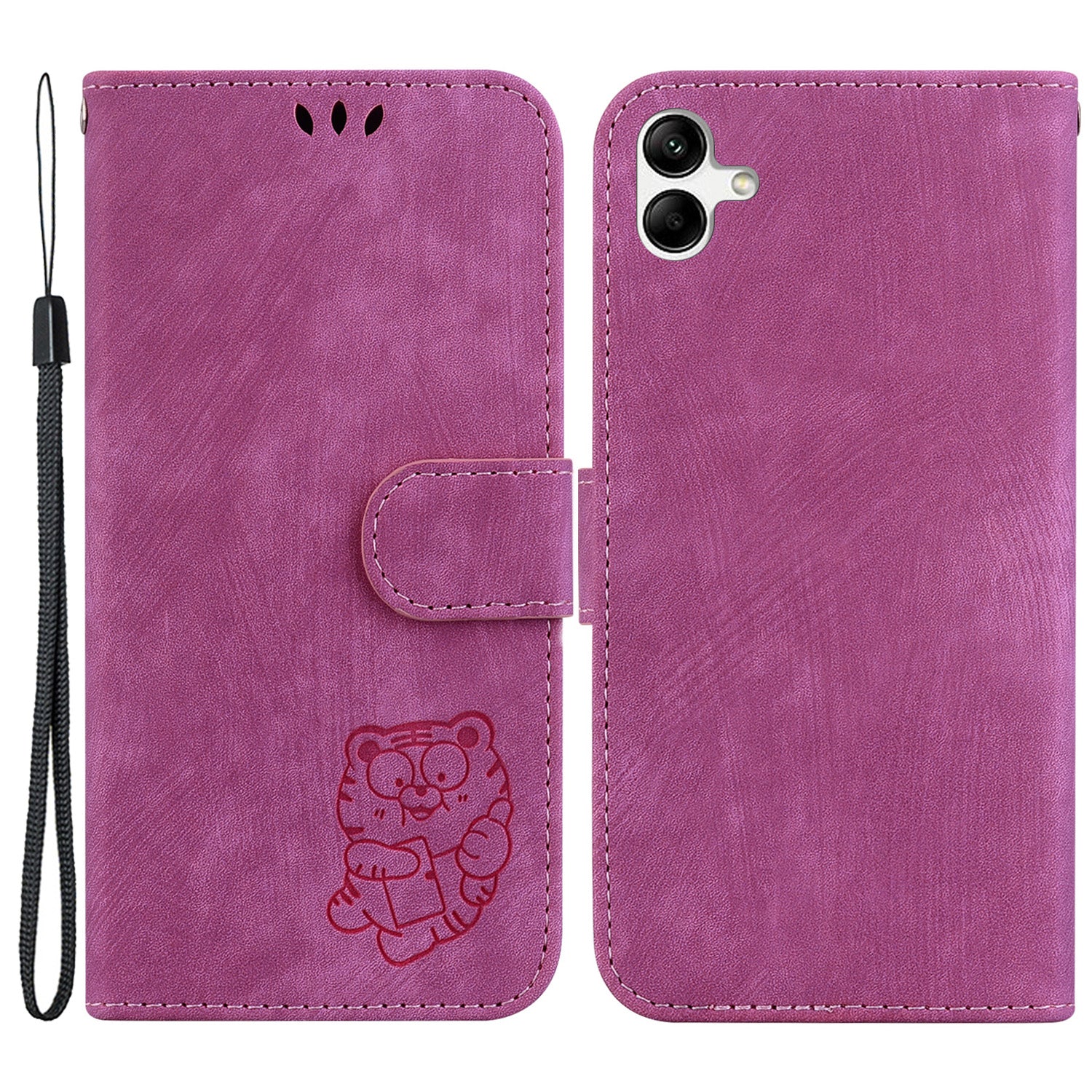 For Samsung Galaxy A04e 4G / F04 4G / M04 4G Leather Wallet Stand Cover Cartoon Tiger Imprint Phone Case