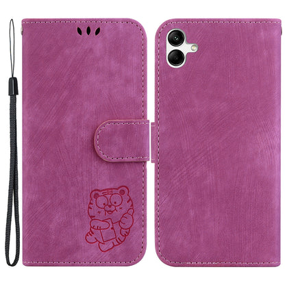 For Samsung Galaxy A04e 4G / F04 4G / M04 4G Leather Wallet Stand Cover Cartoon Tiger Imprint Phone Case