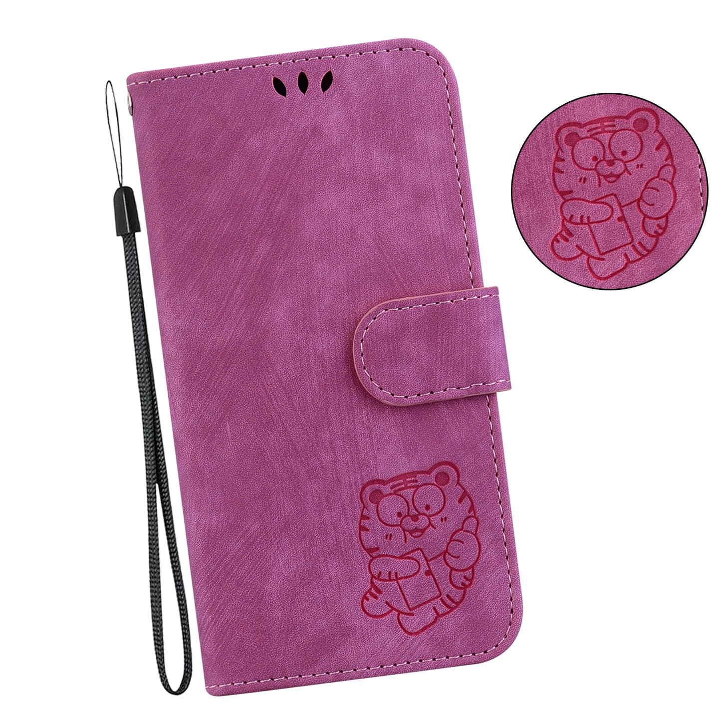 For Samsung Galaxy A04e 4G / F04 4G / M04 4G Leather Wallet Stand Cover Cartoon Tiger Imprint Phone Case