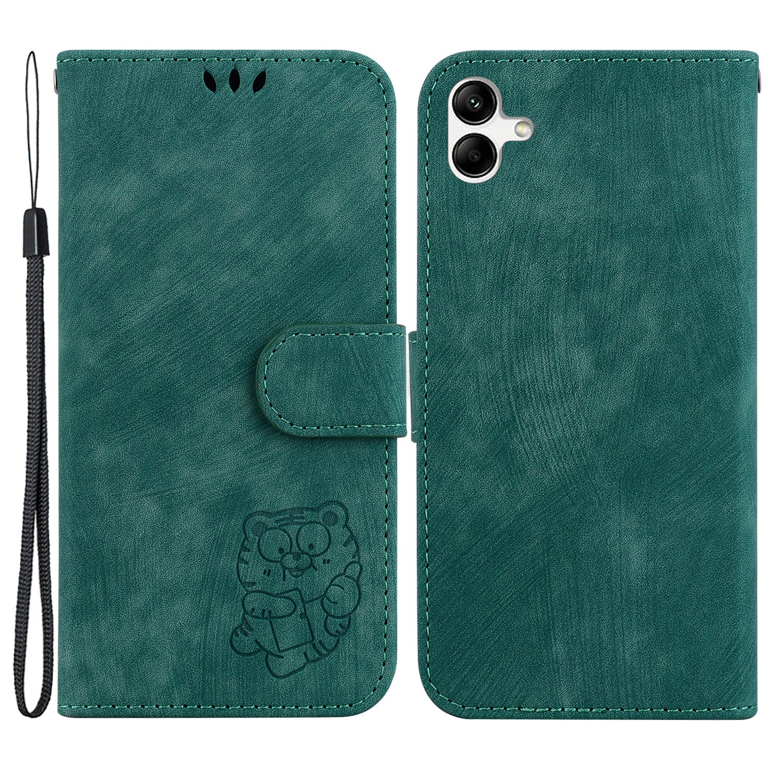 For Samsung Galaxy A04e 4G / F04 4G / M04 4G Leather Wallet Stand Cover Cartoon Tiger Imprint Phone Case