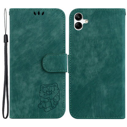 For Samsung Galaxy A04e 4G / F04 4G / M04 4G Leather Wallet Stand Cover Cartoon Tiger Imprint Phone Case