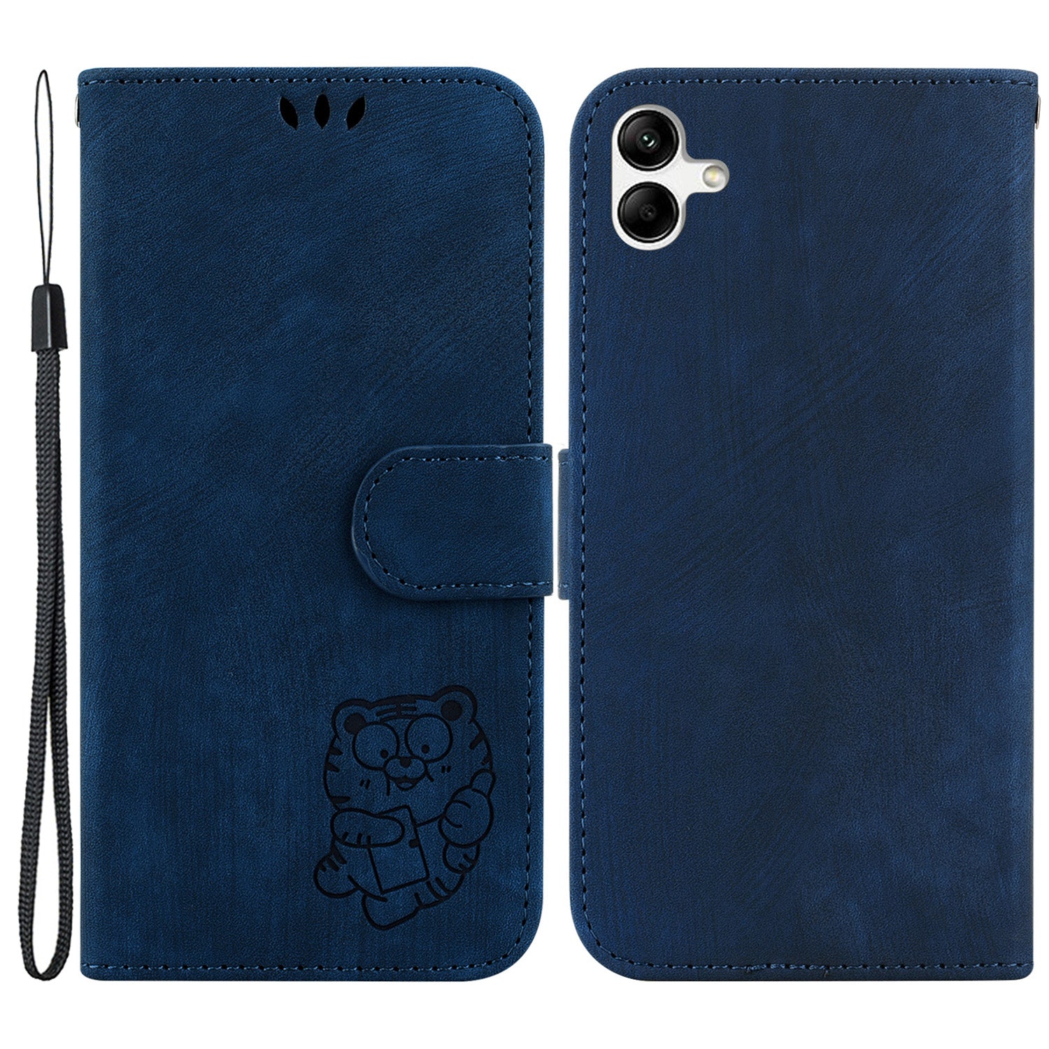 For Samsung Galaxy A04e 4G / F04 4G / M04 4G Leather Wallet Stand Cover Cartoon Tiger Imprint Phone Case