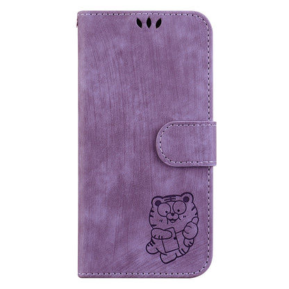 For Samsung Galaxy A04e 4G / F04 4G / M04 4G Leather Wallet Stand Cover Cartoon Tiger Imprint Phone Case