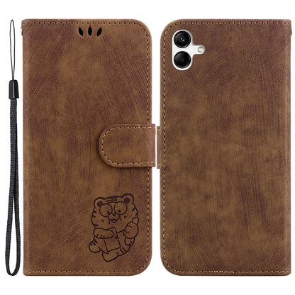 For Samsung Galaxy A04e 4G / F04 4G / M04 4G Leather Wallet Stand Cover Cartoon Tiger Imprint Phone Case