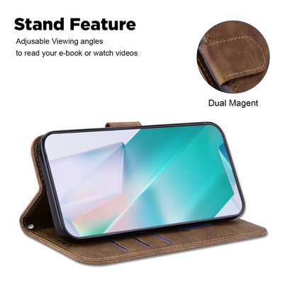 For Samsung Galaxy A04e 4G / F04 4G / M04 4G Leather Wallet Stand Cover Cartoon Tiger Imprint Phone Case