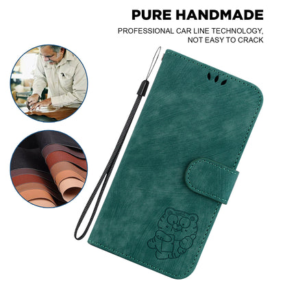For Samsung Galaxy S23 Ultra Anti-drop Shell Cute Tiger Imprint Leather Wallet Stand Phone Case