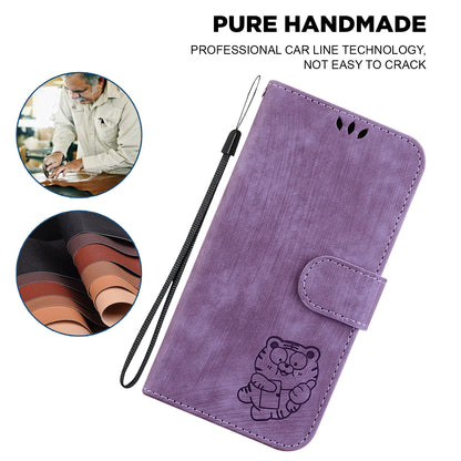 For Samsung Galaxy S23 Ultra Anti-drop Shell Cute Tiger Imprint Leather Wallet Stand Phone Case