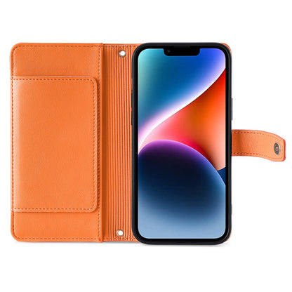 Phone Case Wallet for iPhone 15 , Zipper Pocket PU Leather Stand Card Slots Cover with Wrist Strap and Shoulder Strap